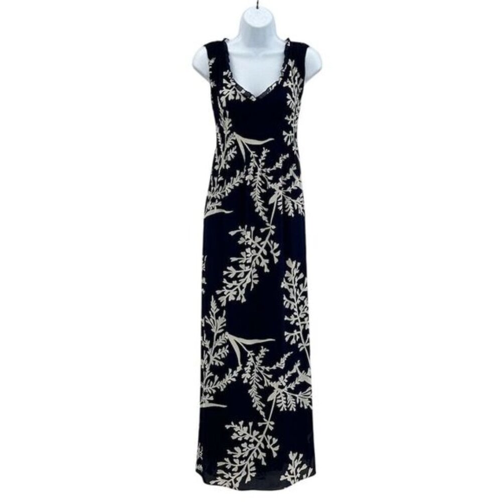 Sunny Leigh Women's Sleeveless  Navy Blue Maxi Dress Size S Floral Casual